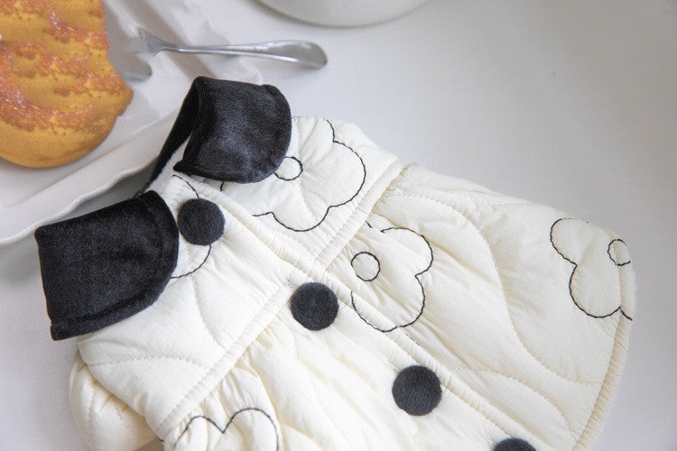 HKM-026387 Fleece-Lined Cotton Dog Jacket for Autumn & Winter in Apricot, Sizes 2XS to 3XL
