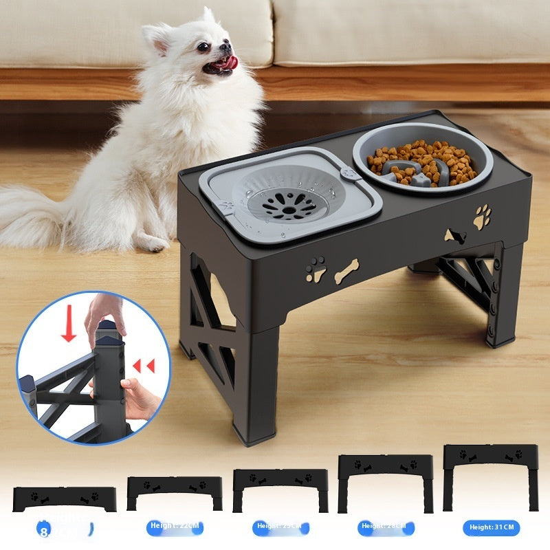 HKM-026579 Pet Stainless Steel Feeder Double Bowl Integrated Lifting Dog Bowl