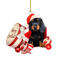 HKM-026579 Sausage Dog Christmas Decorations, Acrylic Cartoon Figurines for Home and Holiday Gifts