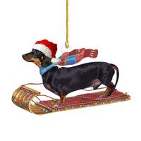 HKM-026579 Sausage Dog Christmas Decorations, Acrylic Cartoon Figurines for Home and Holiday Gifts