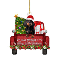 HKM-026579 Sausage Dog Christmas Decorations, Acrylic Cartoon Figurines for Home and Holiday Gifts