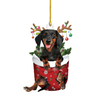 HKM-026579 Sausage Dog Christmas Decorations, Acrylic Cartoon Figurines for Home and Holiday Gifts