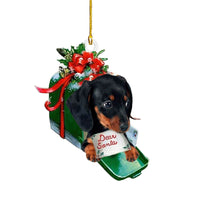 HKM-026579 Sausage Dog Christmas Decorations, Acrylic Cartoon Figurines for Home and Holiday Gifts