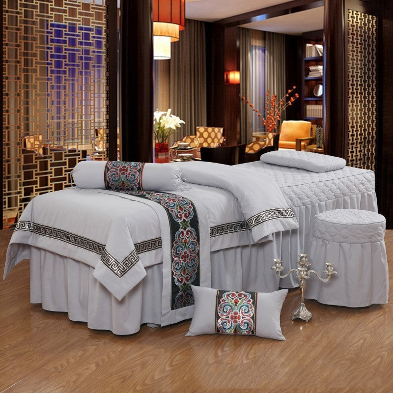 KTX-026771 Four-Piece Solid Color Polyester Fiber Bedspread Set