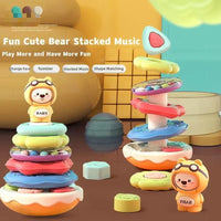 HKM-026963 Rainbow Circle Stacking Ring Tumbler Toy for Kids - Educational Music Toy for Toddlers