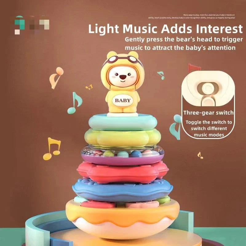 HKM-026963 Rainbow Circle Stacking Ring Tumbler Toy for Kids - Educational Music Toy for Toddlers