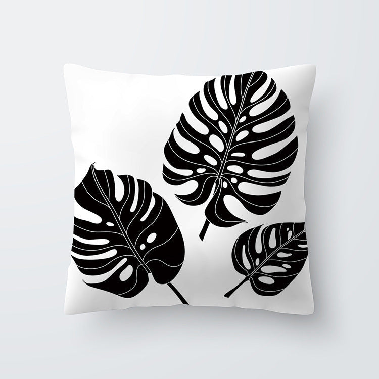 HKM-027027 Scandinavian Style Geometric Abstract Black Series Polyester Pillowcase 45x45cm