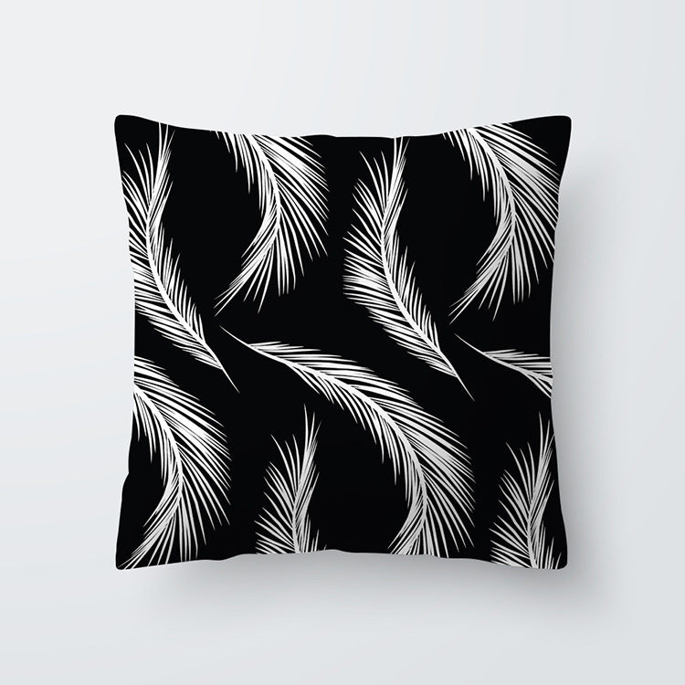 HKM-027027 Scandinavian Style Geometric Abstract Black Series Polyester Pillowcase 45x45cm
