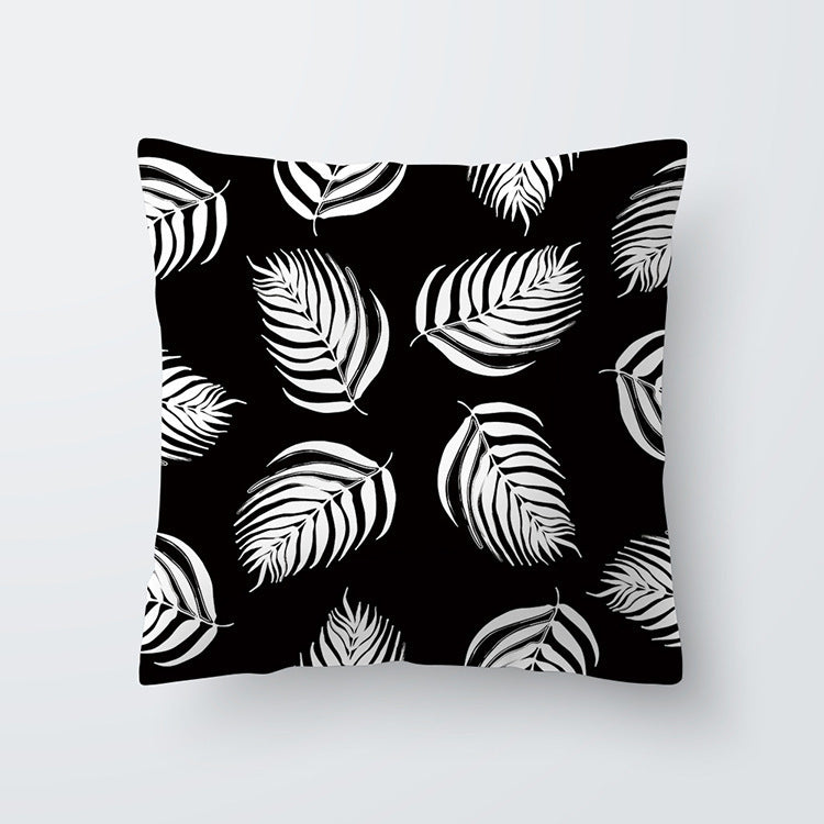 HKM-027027 Scandinavian Style Geometric Abstract Black Series Polyester Pillowcase 45x45cm