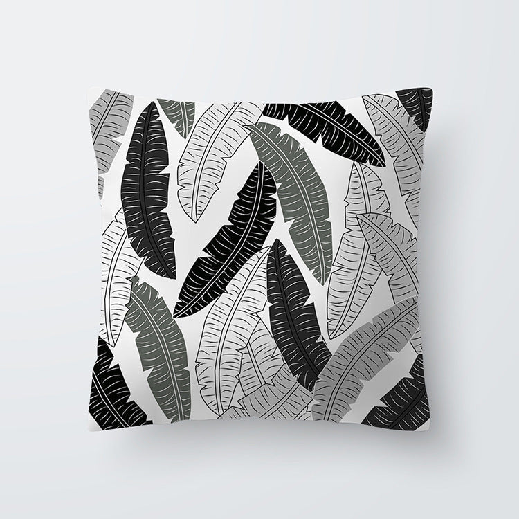 HKM-027027 Scandinavian Style Geometric Abstract Black Series Polyester Pillowcase 45x45cm