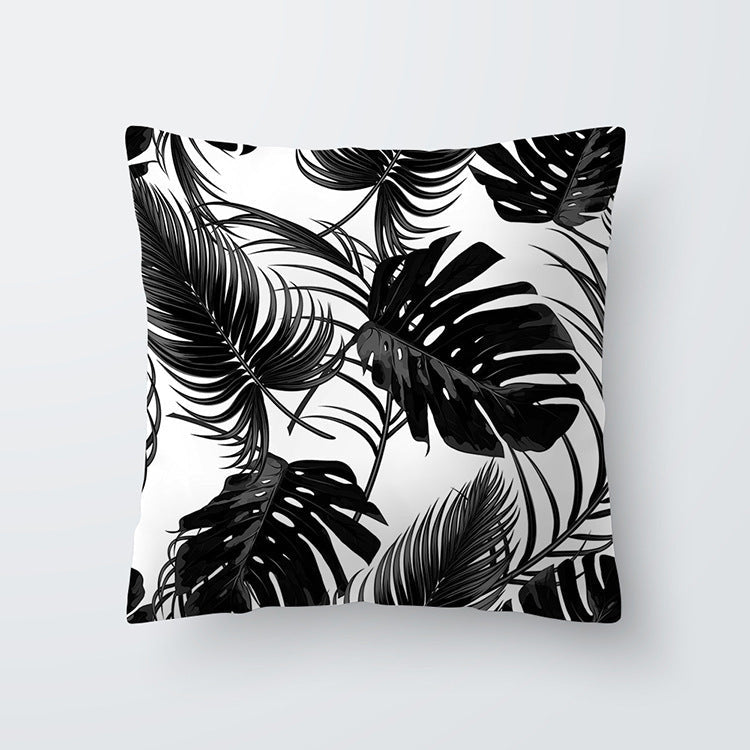 HKM-027027 Scandinavian Style Geometric Abstract Black Series Polyester Pillowcase 45x45cm
