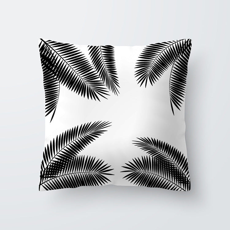 HKM-027027 Scandinavian Style Geometric Abstract Black Series Polyester Pillowcase 45x45cm