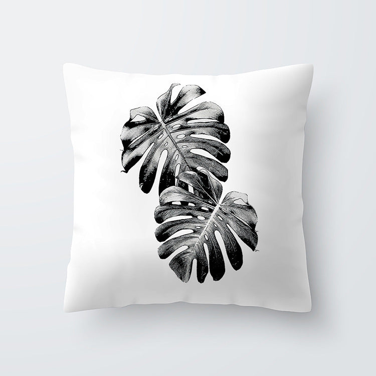 HKM-027027 Scandinavian Style Geometric Abstract Black Series Polyester Pillowcase 45x45cm