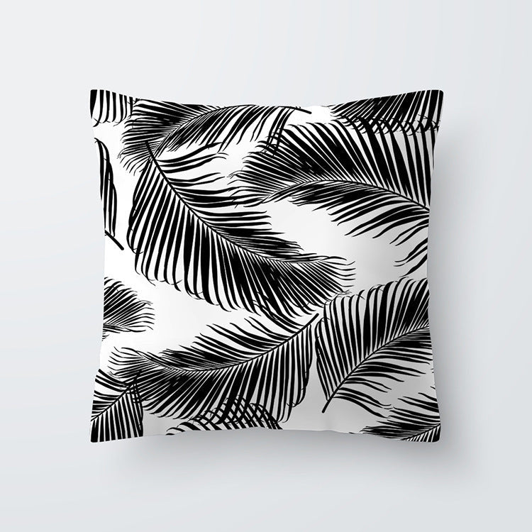 HKM-027027 Scandinavian Style Geometric Abstract Black Series Polyester Pillowcase 45x45cm