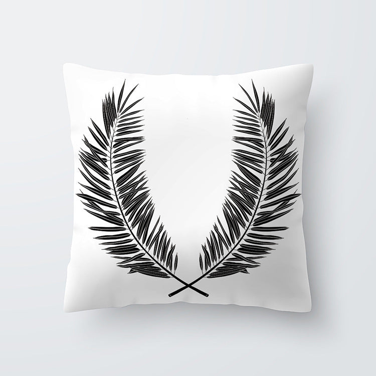 HKM-027027 Scandinavian Style Geometric Abstract Black Series Polyester Pillowcase 45x45cm