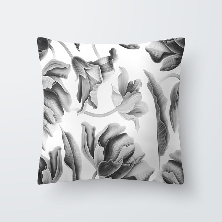 HKM-027027 Scandinavian Style Geometric Abstract Black Series Polyester Pillowcase 45x45cm