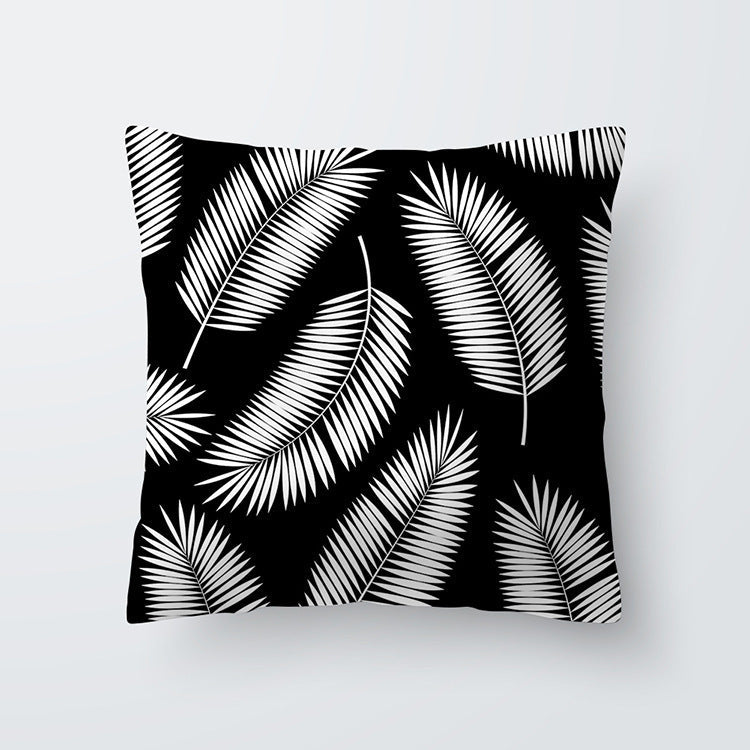 HKM-027027 Scandinavian Style Geometric Abstract Black Series Polyester Pillowcase 45x45cm
