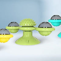 HKM-027155 Suction Cup Spin Windmill Cat Toy with Luminous Balls and Mint Balls