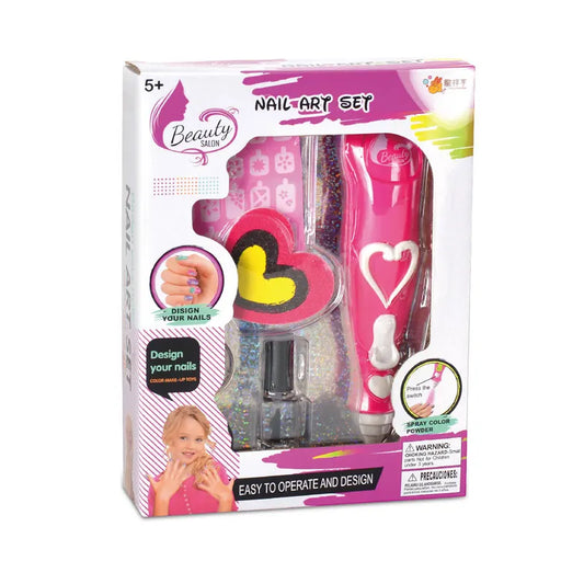 KTX-027219 DIY Nail Art Cosmetic Play Set for Kids with Dryer Nail Pen - Pretend Manicure Toy for Ages 5 and Up