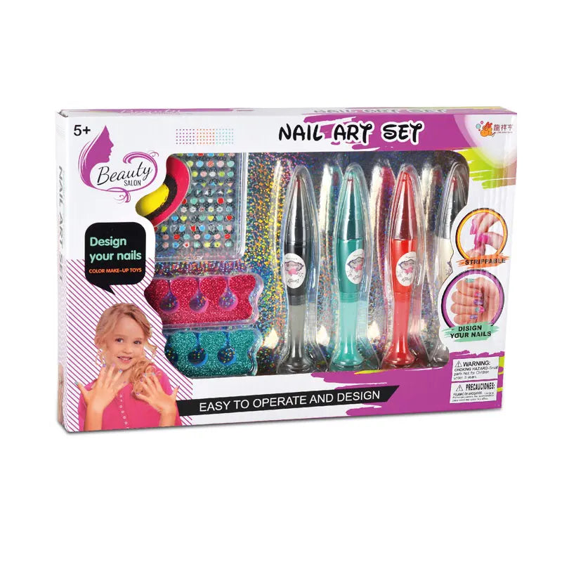 HKM-027219 DIY Nail Art Cosmetic Play Set for Kids with Dryer Nail Pen - Pretend Manicure Toy for Ages 5 and Up