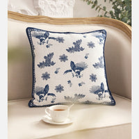 HKM-027283 Cotton and Linen Square Pillow Cushions in Blue - Geometric Designs, 30x50cm & 45x45cm Options