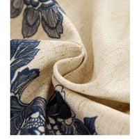 HKM-027283 Cotton and Linen Square Pillow Cushions in Blue - Geometric Designs, 30x50cm & 45x45cm Options