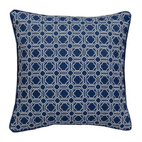 HKM-027283 Cotton and Linen Square Pillow Cushions in Blue - Geometric Designs, 30x50cm & 45x45cm Options