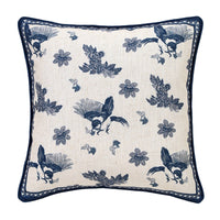 HKM-027283 Cotton and Linen Square Pillow Cushions in Blue - Geometric Designs, 30x50cm & 45x45cm Options