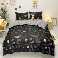 HKM-027283 Kids' Fun Designs Brushed Printing Four-Piece Polyester Bedding Set