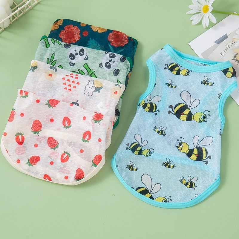 HKM-027539 Sunscreen Cool Vest for Cats - Lightweight Polyester Pet Clothing in Fun Colors