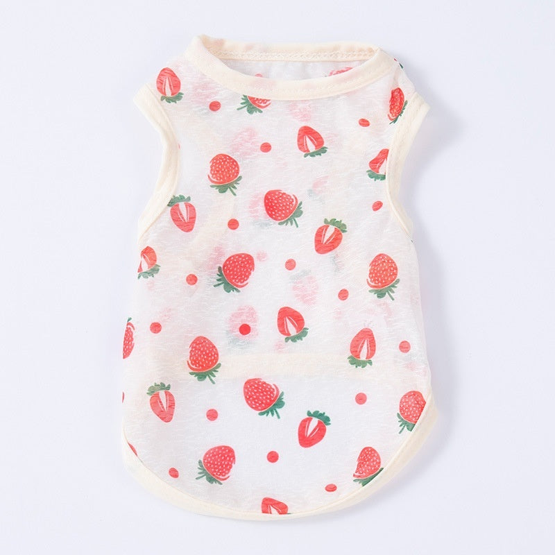 HKM-027539 Sunscreen Cool Vest for Cats - Lightweight Polyester Pet Clothing in Fun Colors
