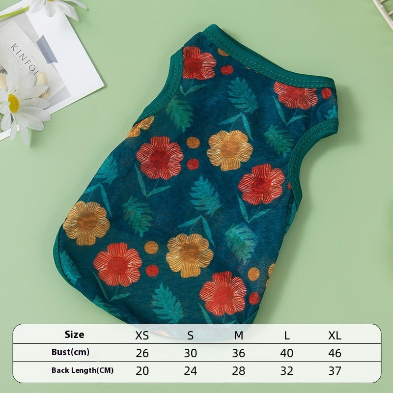HKM-027539 Sunscreen Cool Vest for Cats - Lightweight Polyester Pet Clothing in Fun Colors