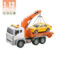 HKM-027603 Friction Wrecker Transport Truck Toy - Durable Plastic Construction, 1:12 Scale