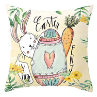 HKM-027795 Easter Floral Print Short Plush Cushion Pillowcase 45x45cm