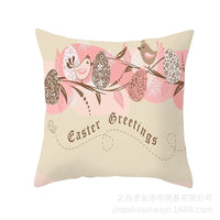 HKM-027795 Easter Floral Print Short Plush Cushion Pillowcase 45x45cm