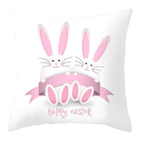 HKM-027795 Easter Floral Print Short Plush Cushion Pillowcase 45x45cm