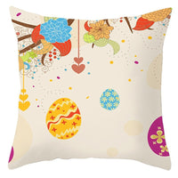 HKM-027795 Easter Floral Print Short Plush Cushion Pillowcase 45x45cm