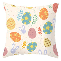 HKM-027795 Easter Floral Print Short Plush Cushion Pillowcase 45x45cm