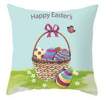 HKM-027795 Easter Floral Print Short Plush Cushion Pillowcase 45x45cm