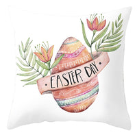 HKM-027795 Easter Floral Print Short Plush Cushion Pillowcase 45x45cm