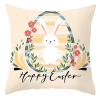 HKM-027795 Easter Floral Print Short Plush Cushion Pillowcase 45x45cm