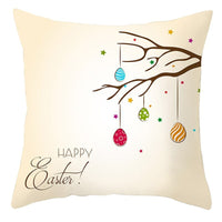 HKM-027795 Easter Floral Print Short Plush Cushion Pillowcase 45x45cm