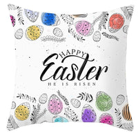 HKM-027795 Easter Floral Print Short Plush Cushion Pillowcase 45x45cm