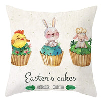 HKM-027795 Easter Floral Print Short Plush Cushion Pillowcase 45x45cm