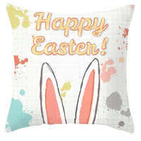 HKM-027795 Easter Floral Print Short Plush Cushion Pillowcase 45x45cm