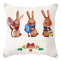 HKM-027795 Easter Floral Print Short Plush Cushion Pillowcase 45x45cm