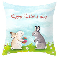 HKM-027795 Easter Floral Print Short Plush Cushion Pillowcase 45x45cm