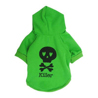 HKM-027987 Halloween Fleece Black Skull Hooded Dog T-shirt for Pets in Various Sizes