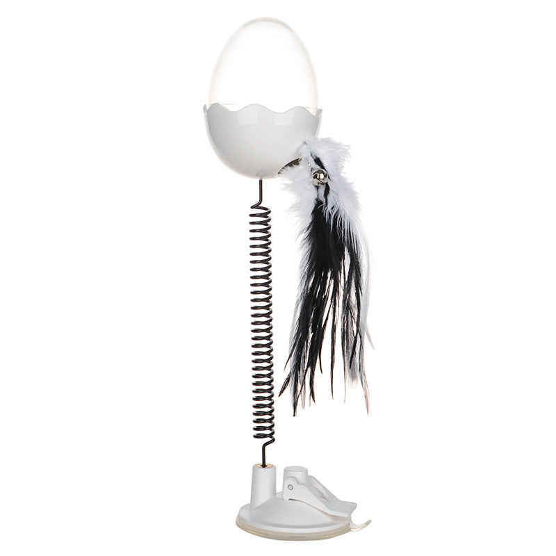 HKM-027987 Spring-Loaded Cat and Dog Puzzle Feeder Toy with Feather Ball, Pink/Green
