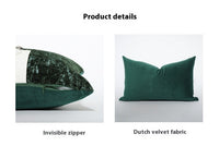 HKM-028115 Retro Green Jacquard Pillowcase in Hand-Woven Leather and Dutch Velvet - Available in 45x45 cm and 30x50 cm